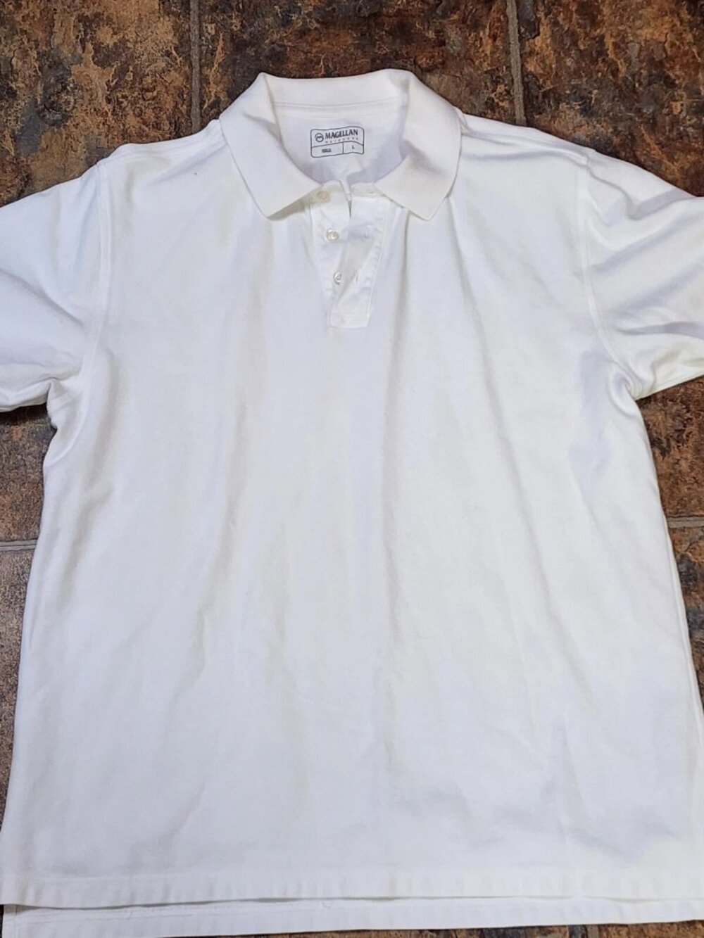 Magellan Mens Sz Large Polo Shirt Short Sleeve White C140